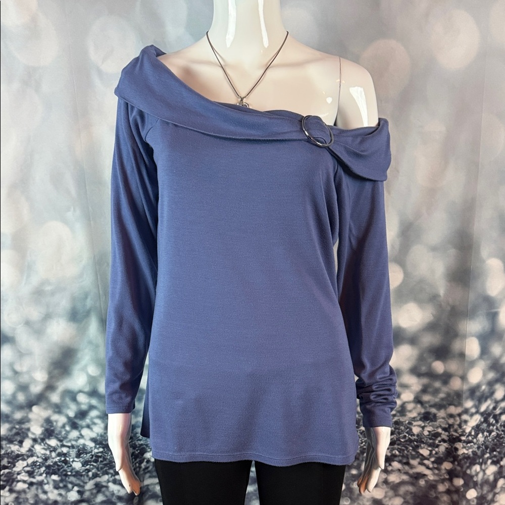 White House Black Market Cornflower Blue Off the Shoulder Top sz M